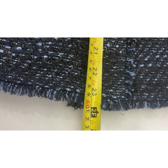 Talbots Metallic Shimmer Tweed Fringed Jacket Blazer Blue Black size 12Petite - Picture 6 of 6